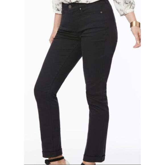 New NYDJ CURVES 360 Slim Straight Leg Ankle Jeans Black 2 Women's - Picture 1 of 7